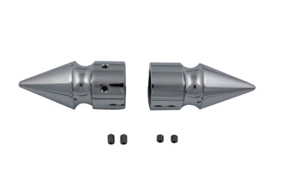 Chrome Front Axle Cover Set, Pike Style 1972-2006 Big Twins & XL