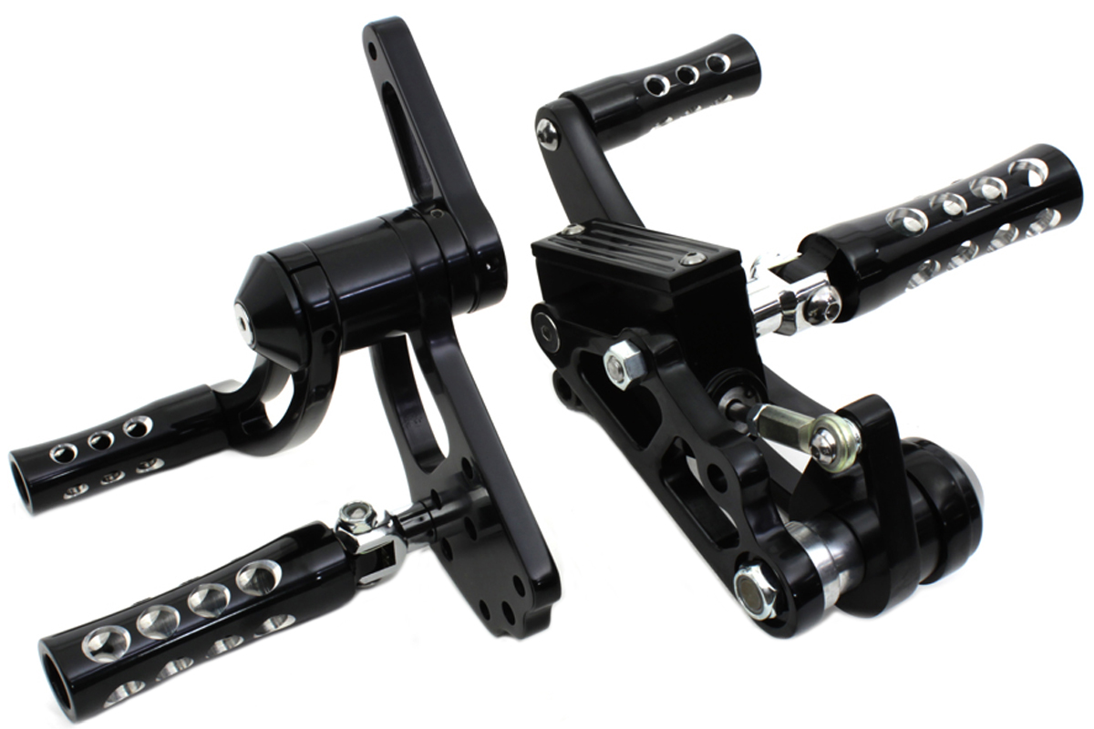 Black Billet Forward Control Set w/ Black Concave Pegs
