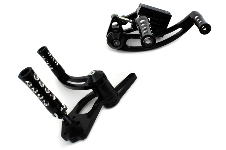 Black Billet Forward Control Set w/ Black Concave Pegs