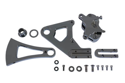 Chrome Right Rear 4 Piston Caliper and Bracket Kit for 1987-1999