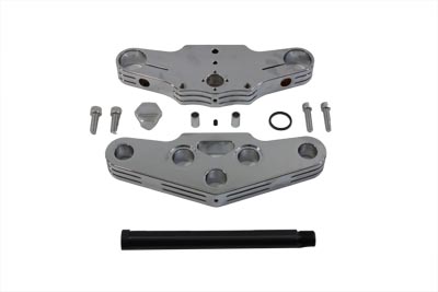Chrome Ball Milled Triple Tree Set for 1949-99 FLH-FXST Harley