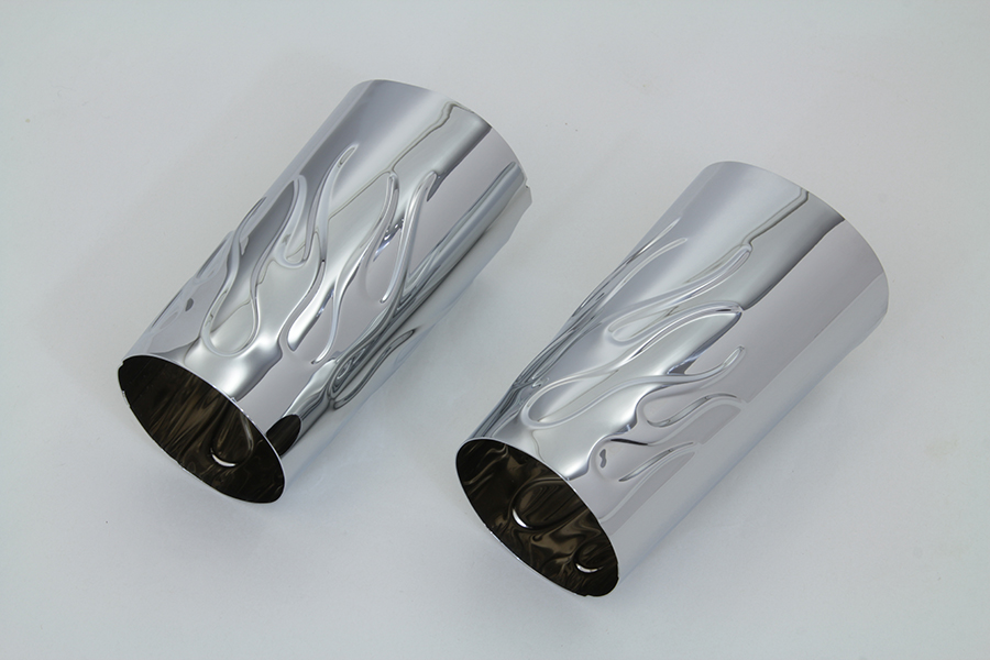 FLT 2014-UP Touring Chrome Flames Fork Slider Cover Set