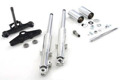 FL 1967-1968 Fork Assembly with Polished Sliders Left Side Drum Brake