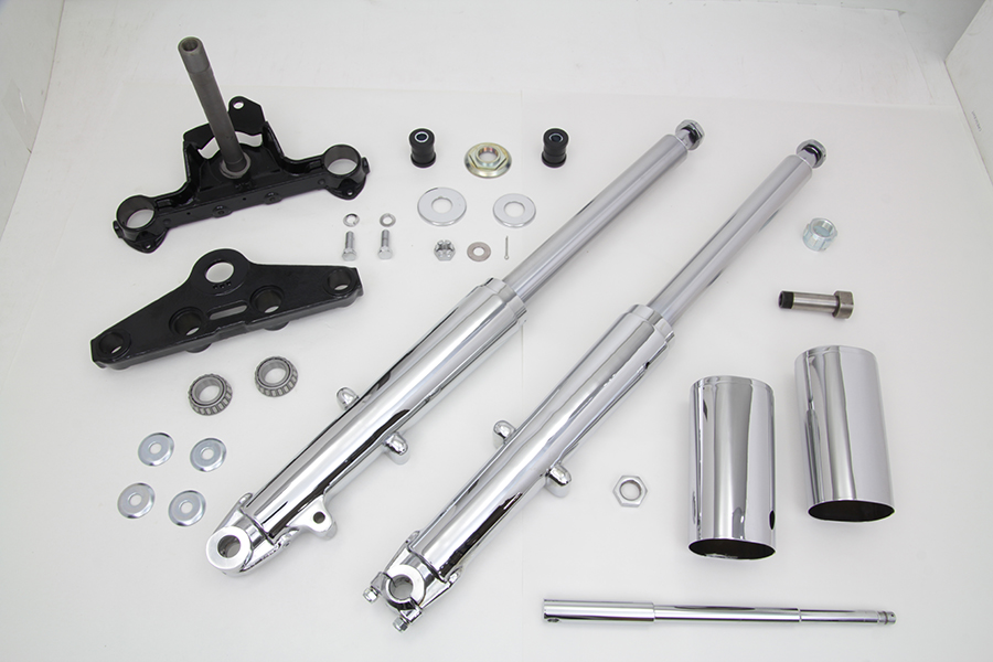 Fork Assembly w/ Chrome Sliders Left Side Drum Brake, FL 1967-1968