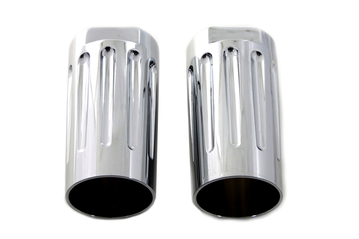 Fork Slider Cover Set Chrome Grooved for FL Big Twins