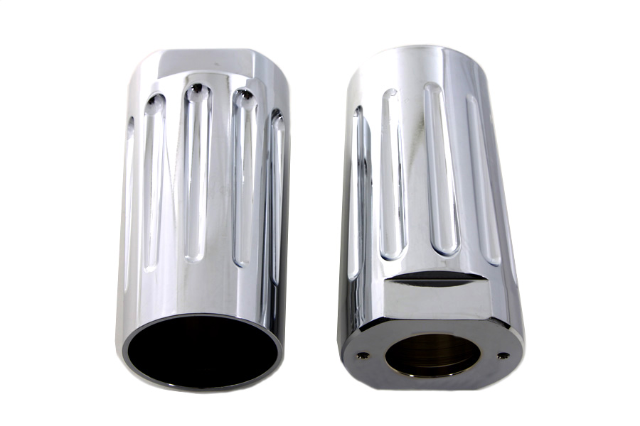 Fork Slider Cover Set Chrome Grooved for FL Big Twins