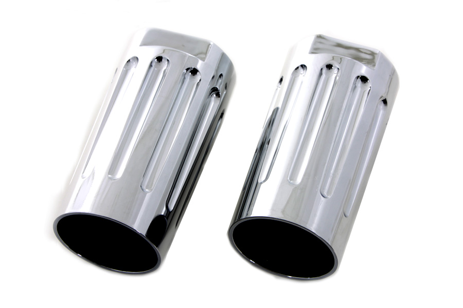 Fork Slider Cover Set Chrome Grooved for FL Big Twins