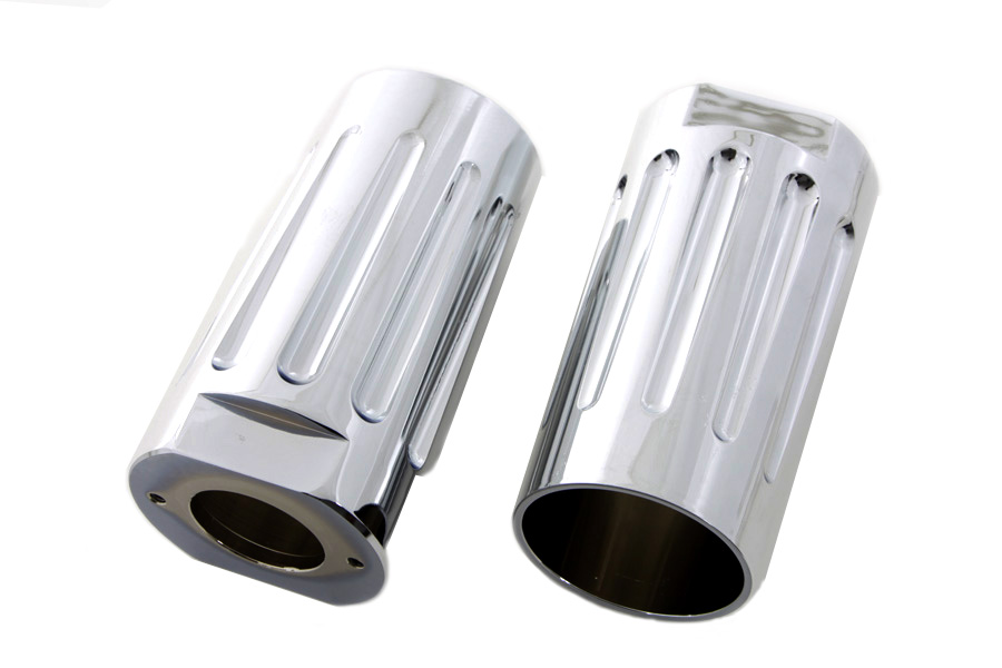 Fork Slider Cover Set Chrome Grooved for FL Big Twins