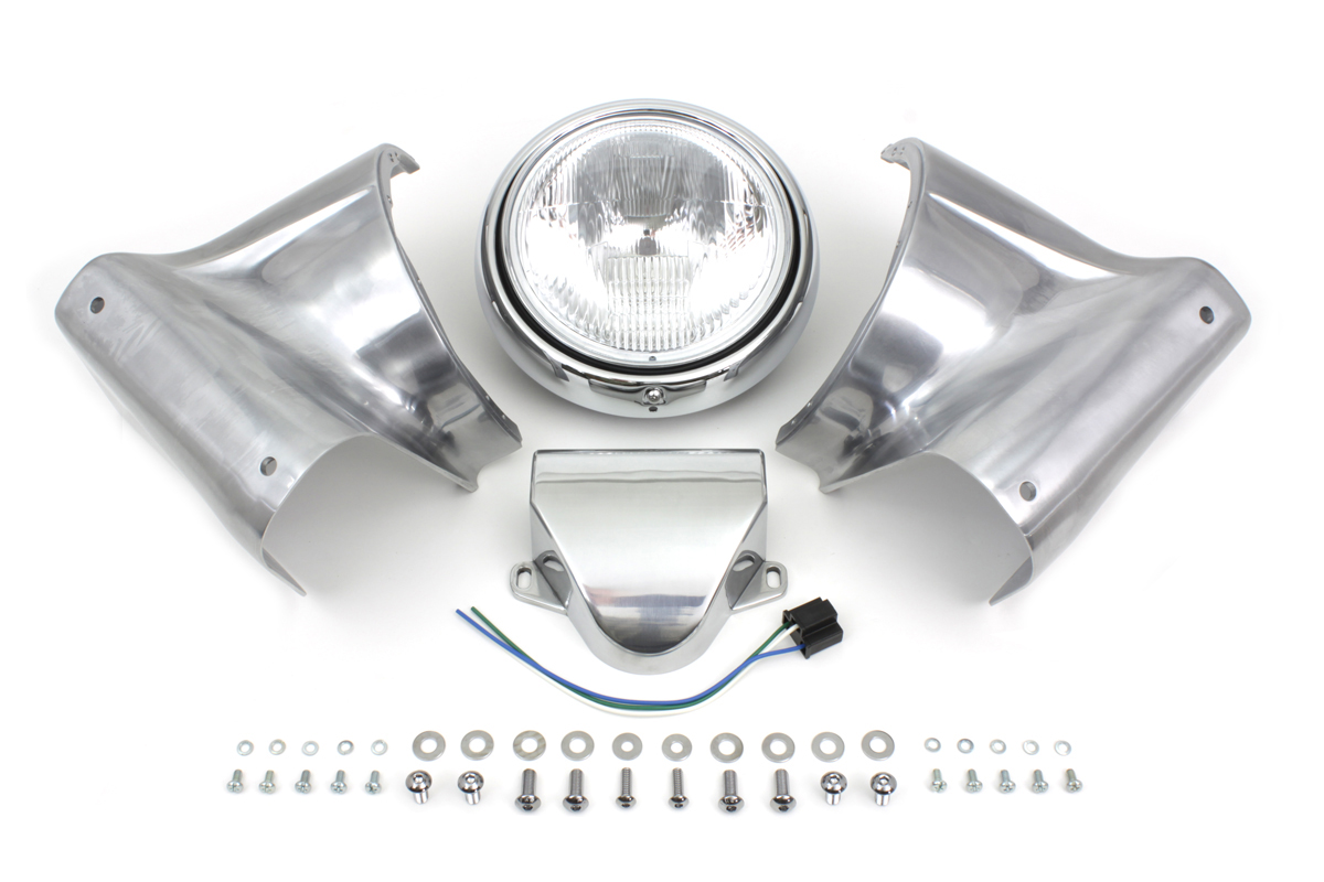 7 inch Polished Headlamp Housing Cowl Kit for FL 1960-1984