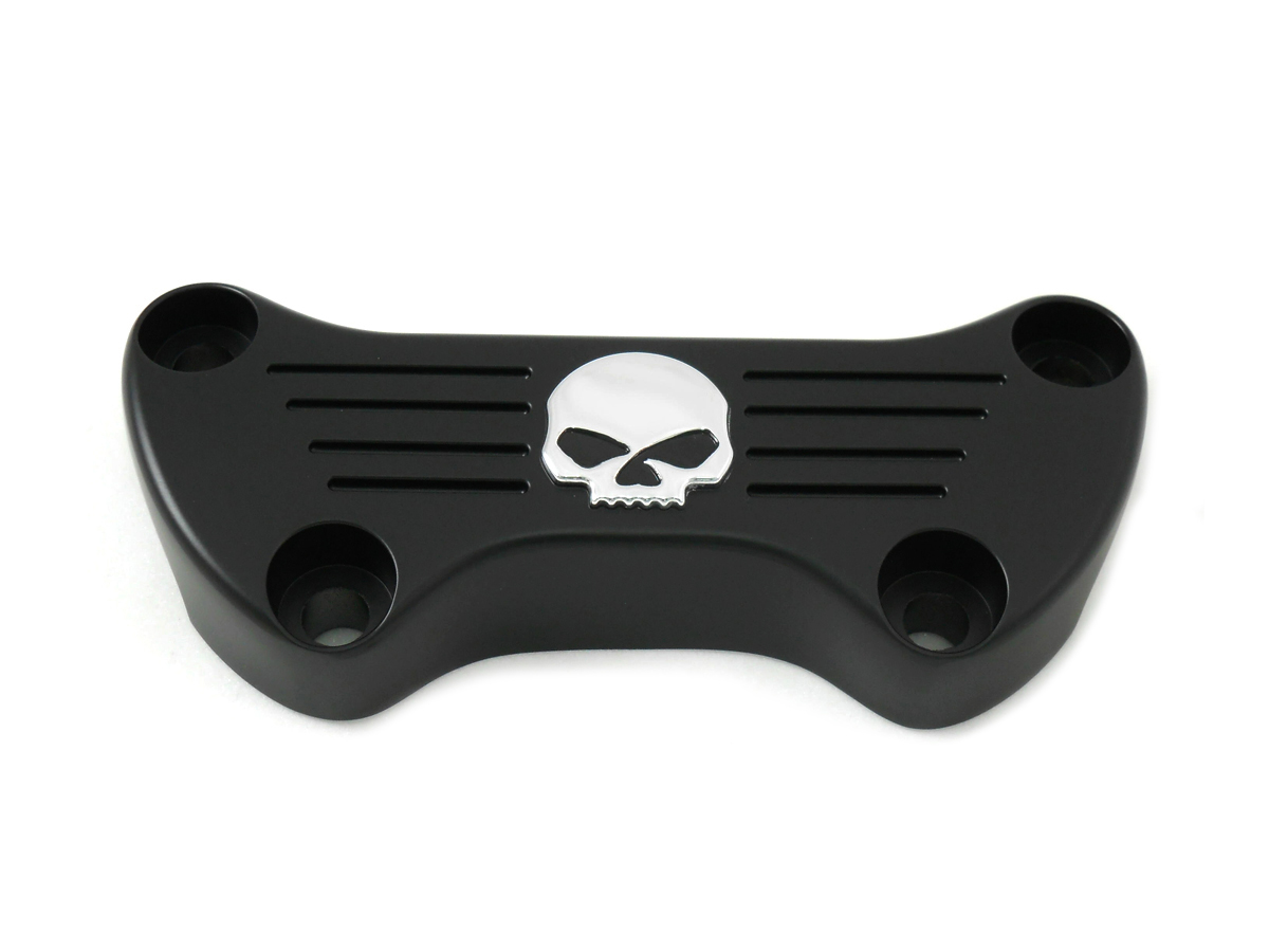 Skull Riser Top Clamp Black for 1974-UP Big Twins & XL