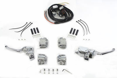 Chrome Handlebar Control Kit with Switches for Harley FLT 1996-2004