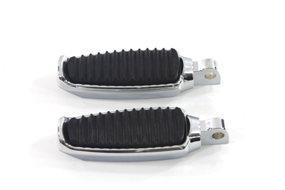Chrome Large Rubber Inlay Footpeg Set for Harley Big Twin & XL
