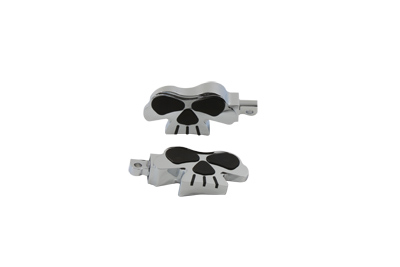 Chrome Skull w/ Rubber Inlay Footpegs Set Harley Big Twin XL