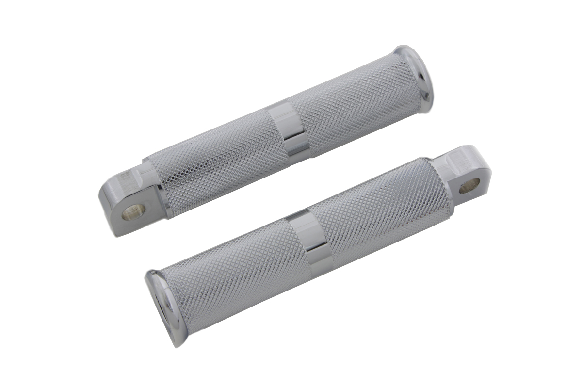Chrome Hollow Knurled Footpeg Set for Female Mounting Block