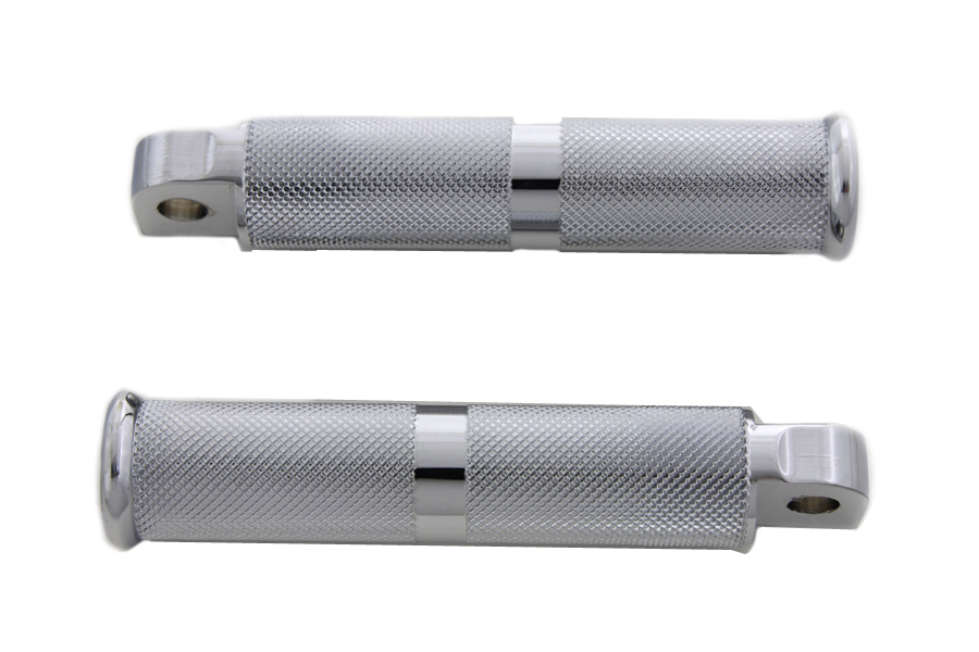 Chrome Hollow Knurled Footpeg Set for Female Mounting Block