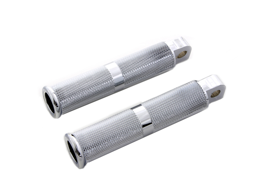 Chrome Hollow Knurled Footpeg Set for Female Mounting Block