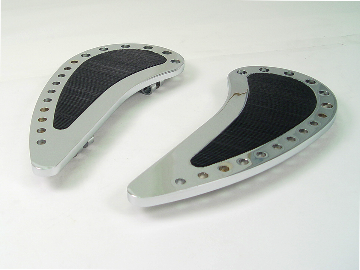 Chrome FLT 1980-UP Driver Half Moon with Rubber Footboard Set