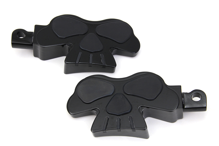 Skull Face Footpeg Set Black for Female Mounting Block