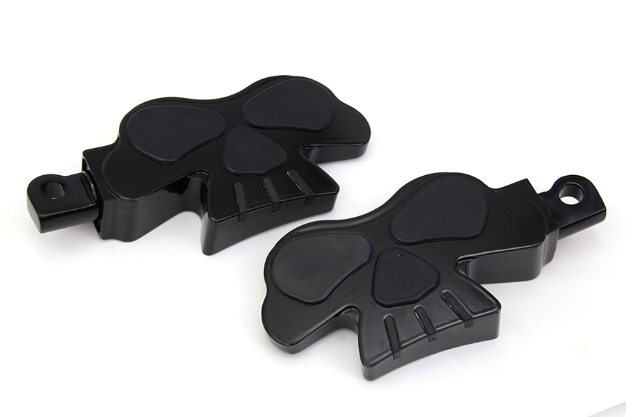 Skull Face Footpeg Set Black for Female Mounting Block