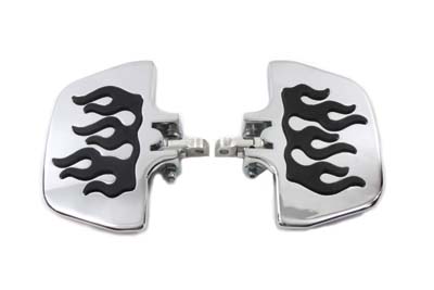 Chrome Flame Mini Floorboards Set for Harley & Custom