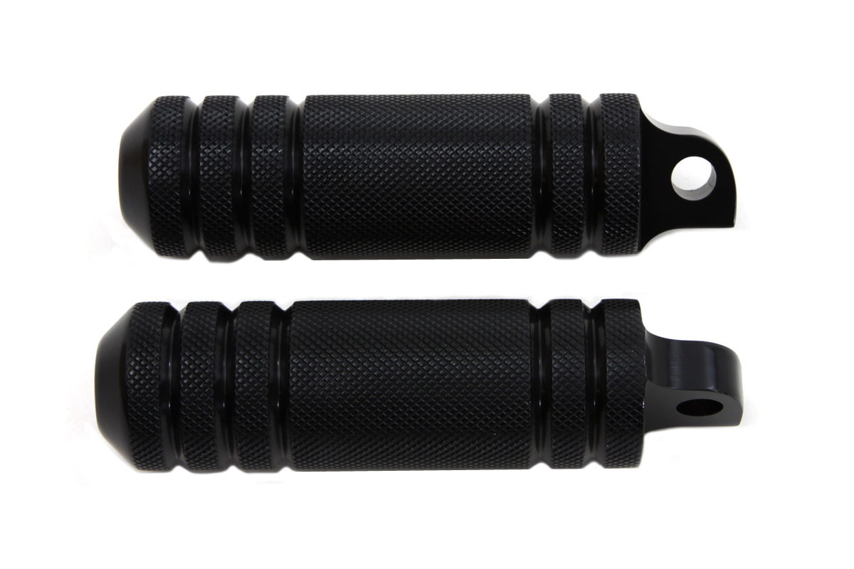 Black Knurled Five Grooved Footpeg Set Male Ends