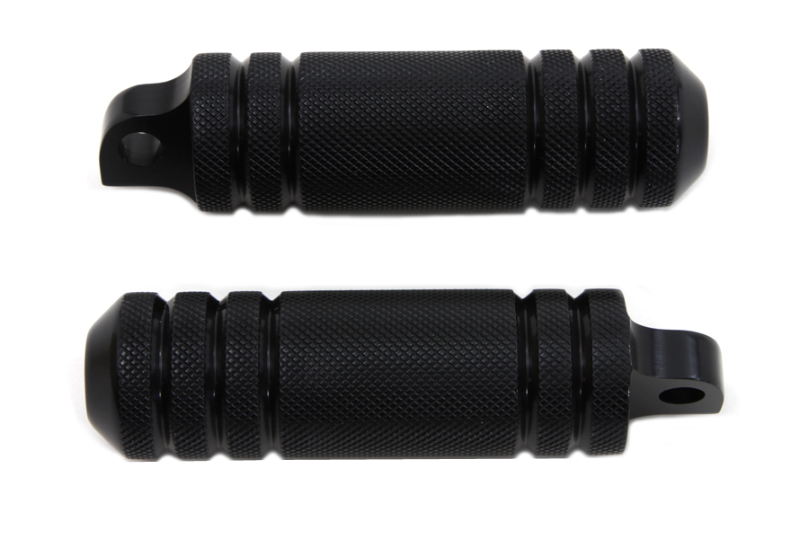 Black Knurled Five Grooved Footpeg Set Male Ends