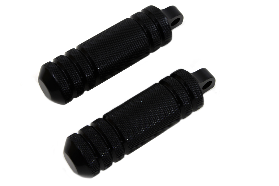 Black Knurled Five Grooved Footpeg Set Male Ends