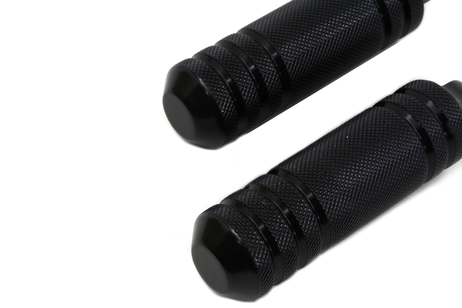 Black Knurled Five Grooved Footpeg Set Male Ends