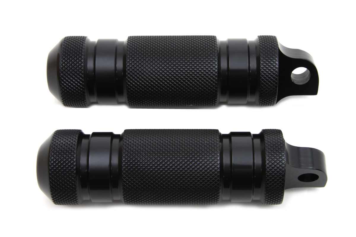 Black Knurled Four Grooved Footpeg Set Male Ends