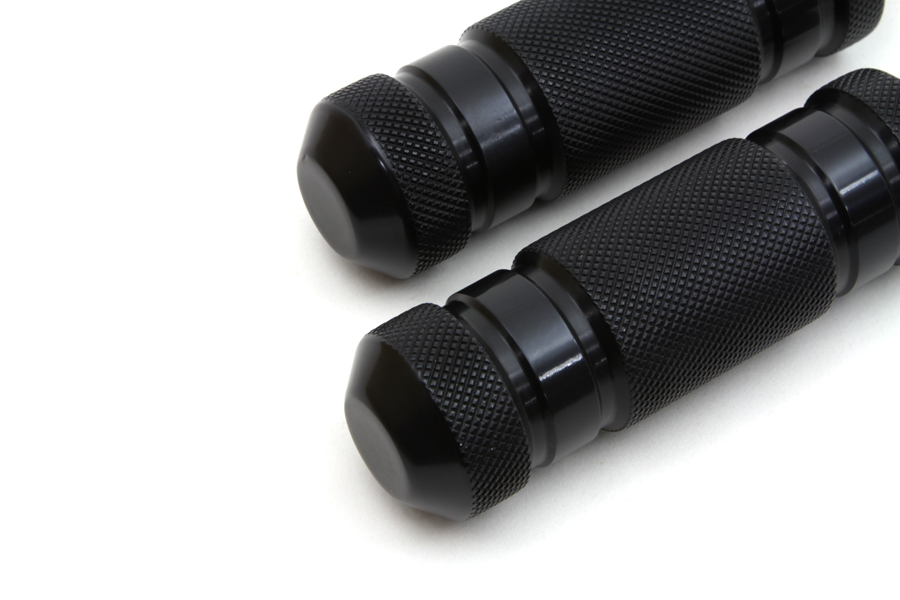 Black Knurled Four Grooved Footpeg Set Male Ends