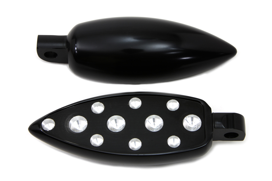 Black Teardrop Style Footpeg Set Male Ends