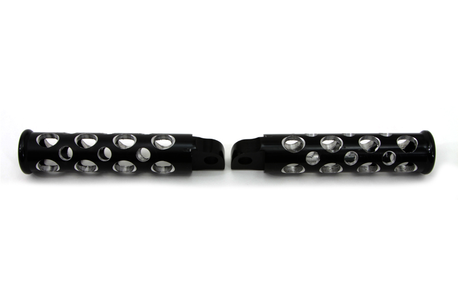 Black Swiss Cheese Style Footpeg Set Male Ends