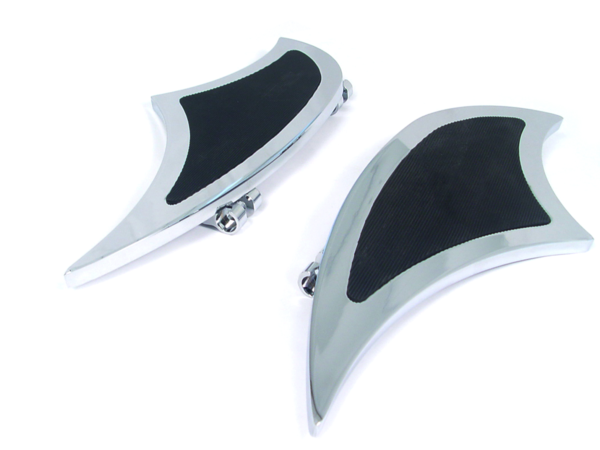 Chrome 1984-1999 FLHT & FLST Shark Fin Footboard Set