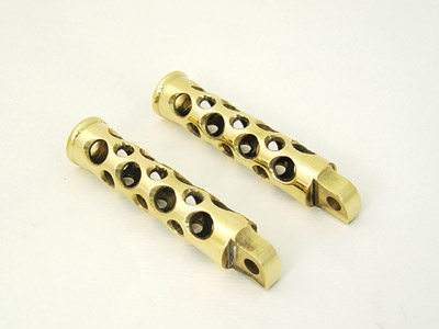 Swiss Cheese Brass Footpeg Set for Harley Big Twin & XL Sportster