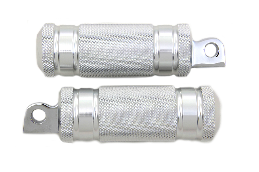 Silver Knurled Four Grooved Footpeg Set Large Diameter