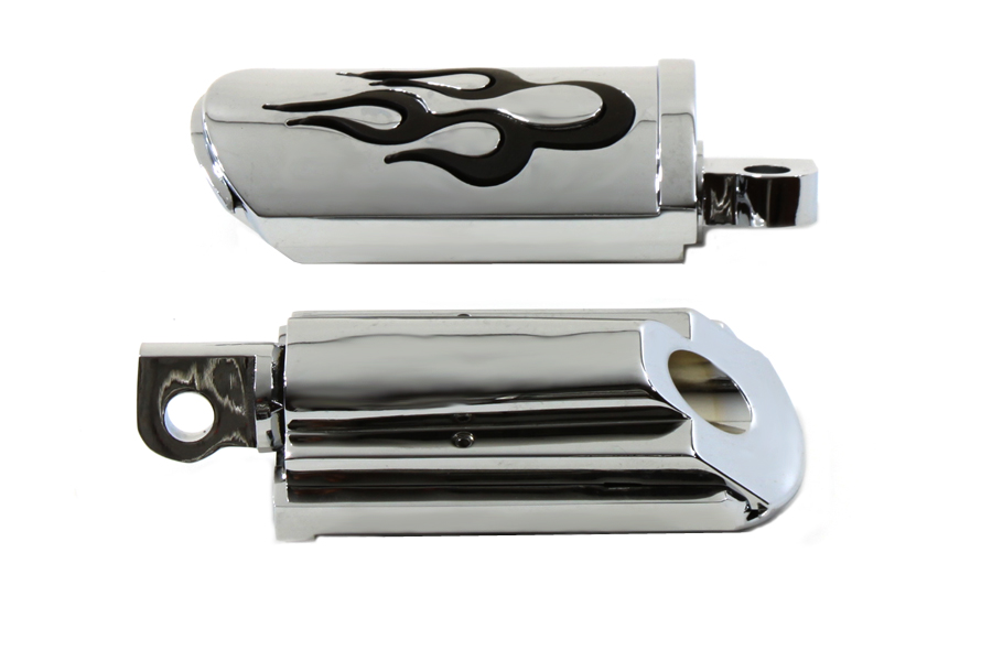 Chrome Flame Adjustable Footpegs Set for Harley Customs