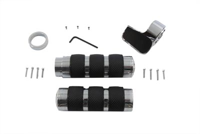 Chrome Banded Handlebar Grip Set for 1979-UP Harley & Customs