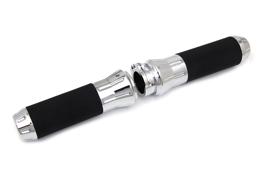 Black Grip Set with Chrome End Caps for FLST & FXST 1982-2015