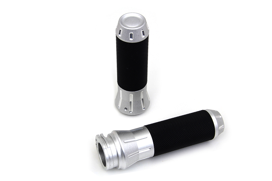 Black Grip Set with Chrome End Caps for FXD 1982-2015