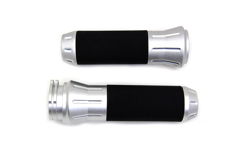 Black Grip Set with Chrome End Caps for FXD 1982-2015