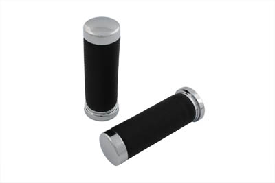 Pebble Style Grip Set with Chrome End Caps for 1974-UP Big Twins & XL