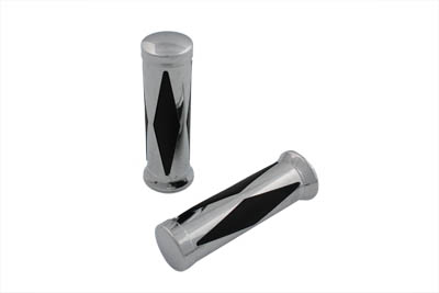 Diamond Style Grip Set w/ Chrome End Cap for 1974-UP Big Twins & XL