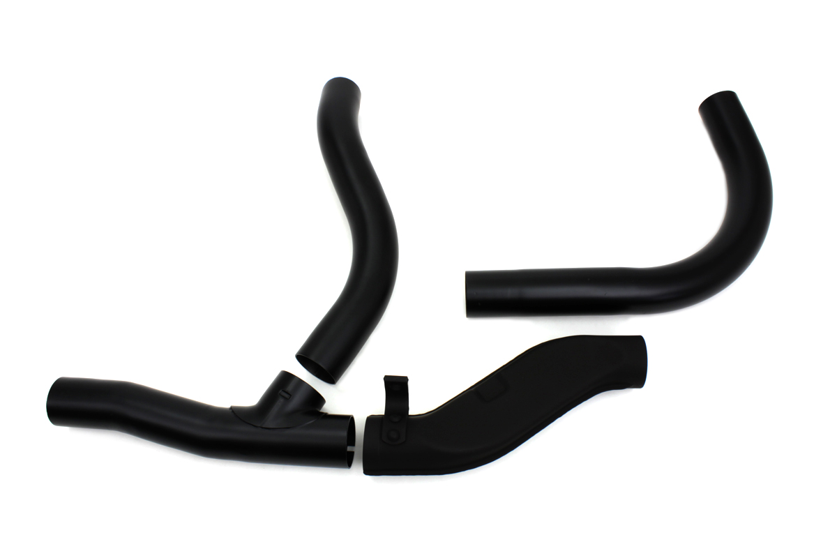 Replica 2-1 Black Exhaust Pipe Header Set for 1936-48 Big Twins