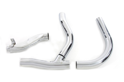 Replica 2 - 1 Chrome Exhaust Pipe Header Set for 1936-48 Big Twins