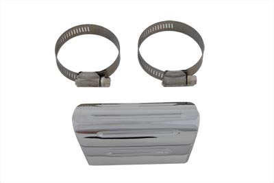 Chrome 4 inch Grooved Heat Shield for Harley & Customs