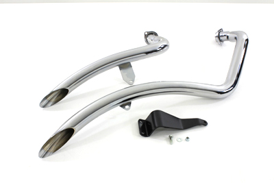 Chrome 2 in. Curvado Exhaust Drag Pipes Set for 86-03 Harley XL