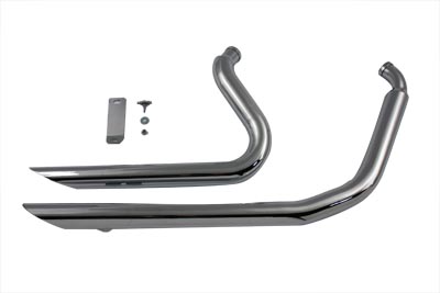 Chrome Side Cut Radii Exhaust Drag Pipe Set FXST 1984-2006