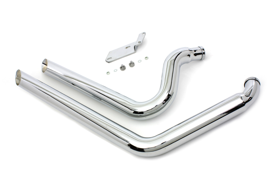 Chrome Side Cut Radii Exhaust Drag Pipe Set FXST 1984-2006