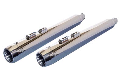 Chrome 32 in. Muffler Set W/ Chrome End Tips for FLT 1995-UP Harley