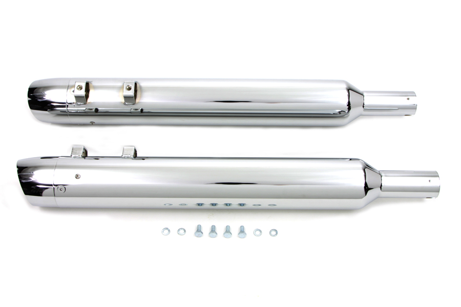 Chrome Slash End 3.5 inch Muffler Set for 1995-UP FLT Harley Touring